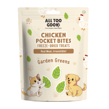 All Too Good Chicken Pocket Bites Freeze-Dried Treats Garden Greens 24g
